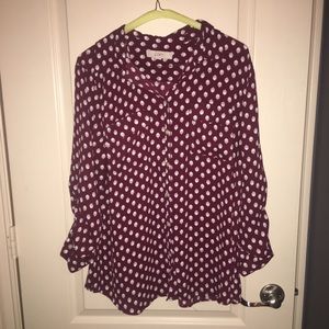 LOFT Acorn Button Up Blouse
